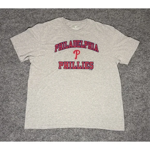 Fanatics‎ Philadelphia Phillies MLB T-Shirt Baseball Gray Cotton Men's Size XXL - Picture 2 of 4